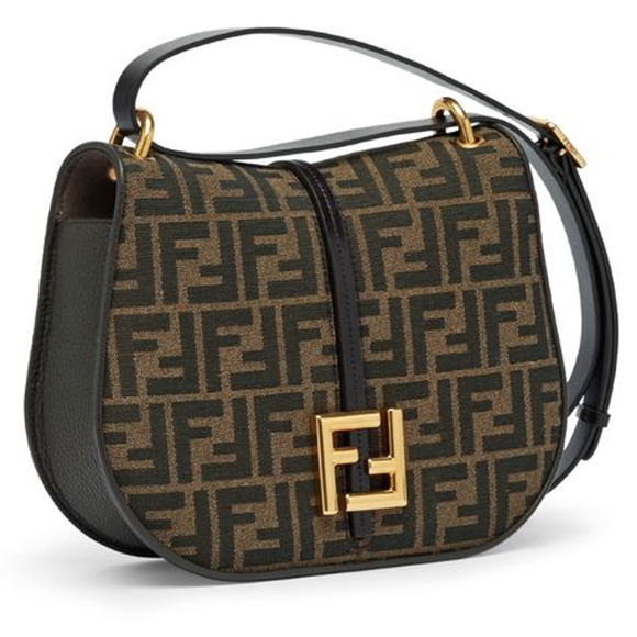 $3K BRAND NEW FENDI C'MON MEDIUM FF BROWN JACQUARD LEATHER BAG - Picture 3 of 16